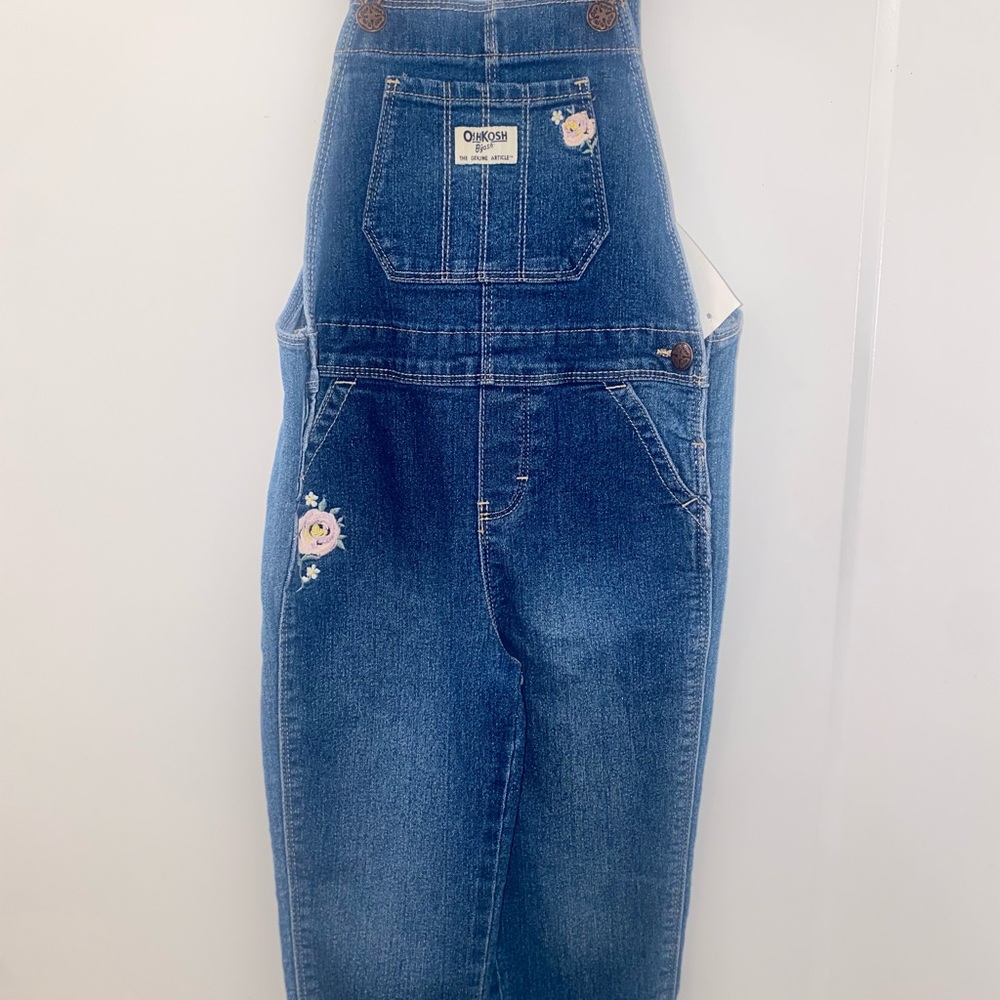 OshKosh B'gosh Denim Overalls with Pink Floral Detail
